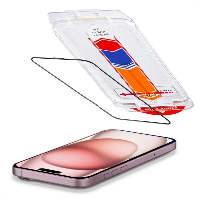 Afbeelding van Accezz Screen protector Geschikt voor iPhone 15 / 16 glas screenprotector met anti dust applicator
