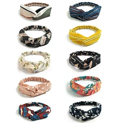 Afbeelding van DRESHOW 10 Pak Vrouwen Hoofdband Boho Floal Stijl Kris Kras Hoofd Wrap Haarband