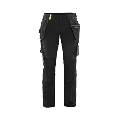 Afbeelding van Blaklader Dames 4 weg stretch werkbroek 7192 1645 Zwart/High Vis Geel D22