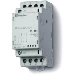 Afbeelding van Finder magneetschakelaar 35 mm 2m 2v 25a 250vac spoel 24vuc contactmateriaal agni mech standindicatie led 22 34 0 120 1620