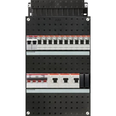 Afbeelding van ABB groepenkast 3 fase, 10 groepen, Aardlekschakelaars 2 P, 1 fornuisgroep 2x230V, hoofdschakelaar 4 P 40A
