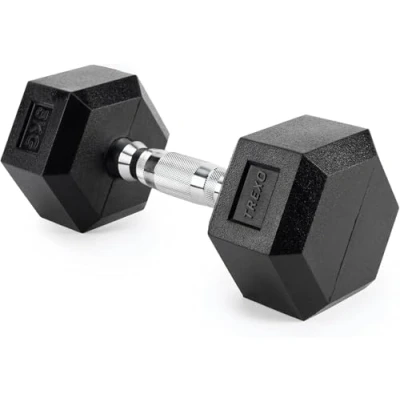 Afbeelding van TREXO Halters 5kg Hexagon Duurzaam rubber gietijzer voor krachttraining thuis met ergonomische greep stabiel en veelzijdig halter Hex HXD50