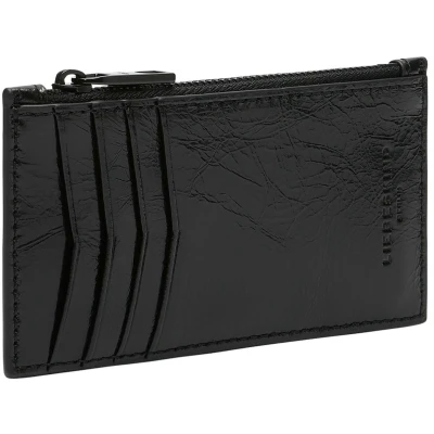 Afbeelding van LIEBESKIND BERLIN Leren Kaarthouder Franzis Lack Distressed New Wallet Black Zwart