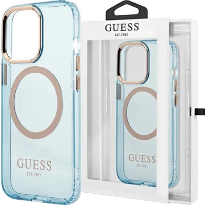 Afbeelding van Guess GUHMP13MHTCMB iPhone 13 6.1 blauw/blauw hardcase Gold Outline Translucent MagSafe