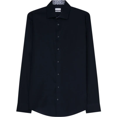 Afbeelding van Seidensticker slim fit overhemd mouwlengte 7 popeline blauw Strijkvrij Boordmaat: 37