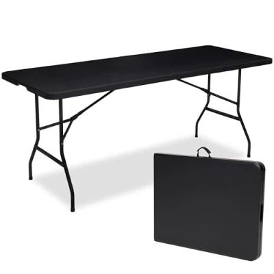 Afbeelding van Infinity Goods Inklapbare Tafel Vouwtafel 180 x 70 74 cm Campingtafel Tuintafel Draagbaar Zwart