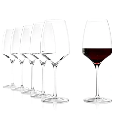 Afbeelding van Stölzle Lausitz Roodwijnglazen, bordeauxrode wijnglazen, 450 ml, set van 6 rode vaatwasmachinebestendig, schokbestendig, als mondgeblazen, hoogste kwaliteit