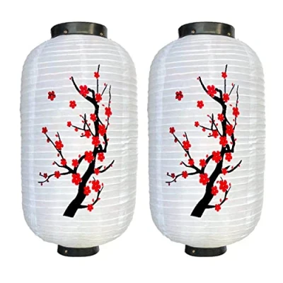 Afbeelding van 2 stuks papieren Japanse lantaarns om op te hangen, tuin, Chinese lampions, lantaarns, decoratief, waterdicht, voor buiten, sushi, restaurant, bar, grill, Sashimi, hangende lampen,