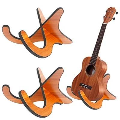Afbeelding van 2Pack Houten Ukulele Stand Muziekinstrument Standhouder Gitaar Afneembare Ukelele met X Vormige Stukken voor Viool Banjo Mandoline