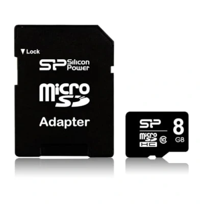 Afbeelding van Micro SD Memory Card with Adaptor Silicon Power SP008GBSTHBU1V10SP
