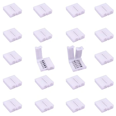 Afbeelding van LITAELEK 20 stuks ledstripconnector, 5 polig, 10 mm breed, SMD 5050 RGBW ledstrip, connector, RGBW, snelkoppeling, stekker, pins adapter
