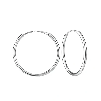 Afbeelding van Zilveren oorbellen Oorringen oorringen, 20 mm plain
