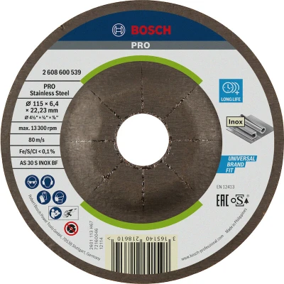 Afbeelding van Bosch Accessoires Afbraamschijf Inox 115mm per 1 2608600539