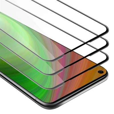 Afbeelding van Cadorabo 3x Screenprotector geschikt voor Huawei NOVA 5i PRO Volledig scherm pantserfolie Beschermfolie in TRANSPARANT met ZWART Getemperd (Tempered) Display beschermend glas 9H hardheid 3D Touch