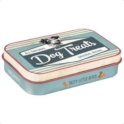 Afbeelding van Nostalgic Art 82201 Retro traktatiedoos, pootbord hondentreats cadeau idee voor hondenbezitters, blikken doos onderweg, vintage design, 9,5 x 6 2 cm