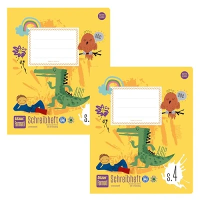 Afbeelding van Ursus Formati schrijfschrift S.4 Quart 20 vellen, gelinieerd, 2 stuks, opbouwende liniatuur voor schrijven op de basisschool, van 100% gerecycled papier