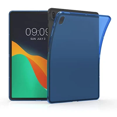 Afbeelding van kwmobile case compatibel met Samsung Galaxy Tab S7 FE hoes Tablethoes van zacht TPU silicone Back cover in blauw/transparant