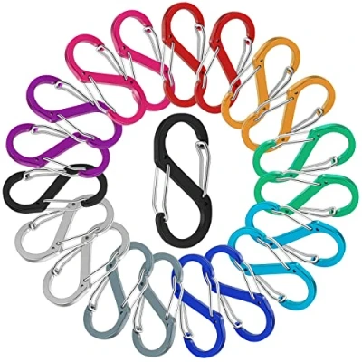 Afbeelding van S karabijnhaak, kleine aluminium sleutelhanger, mini 20 stuks, voor camping/vissen/sport in de open lucht (veelkleurig)