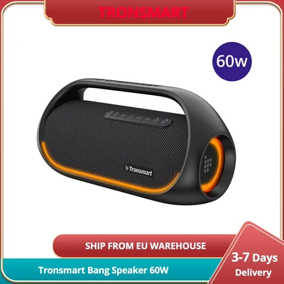 Afbeelding van Tronsmart Bang verbeterde editie, draagbare luidspreker, 60 W, krachtig, led verlichting en Bluetooth 5.3, waterdicht IPX6 powerbank, stereogeluid, AUX TF, met NFC, voor feestjes