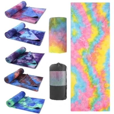 Afbeelding van Oaygat yogahanddoek antislip warme met siliconen grip stippen 24 &quot;x 72&quot; sneldrogende yoga deken super zachte zweetabsorberende microvezel mat handdoek tas voor Pilates Bikram Gym en