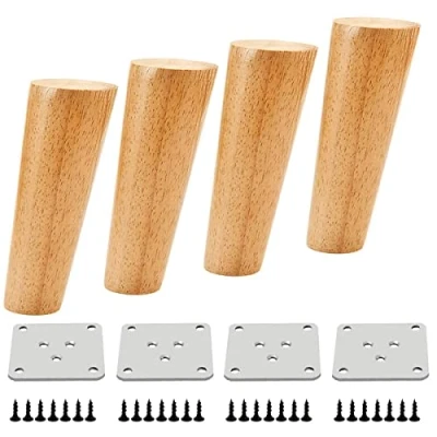 Afbeelding van Qrity 4 STKS Houten Meubelpoten Sofa Benen Kast Voeten Schuine Taps Tafel TV 18CM Hoogte met Antislip Mat, Schroeven &amp; Montageplaat