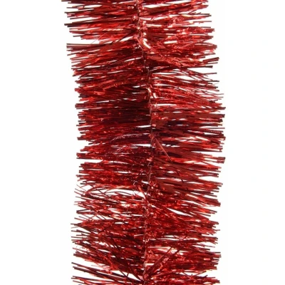 Afbeelding van Decoris kerstslingers 3x st rood 270 cm folie/tinsel/lametta kerstboomversiering