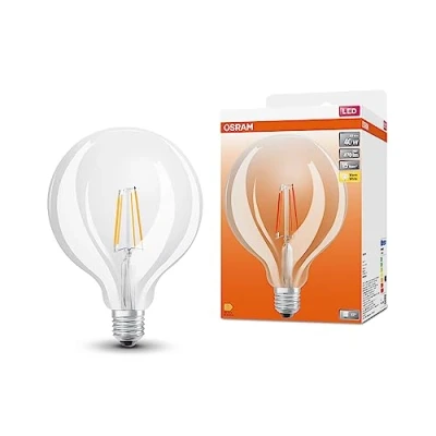 Afbeelding van OSRAM LED STAR GLOBE125 lampe til E27 base, Globe form, filamentudseende, 470 lumen, varm hvid (2700k), udskiftning konventionelle 40W pærer, ikke dæmpbar, 1 pack