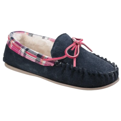 Afbeelding van Cotswold Womens Kilkenny Slip on Moccasin Slipper Navy Size UK 3 EU 36