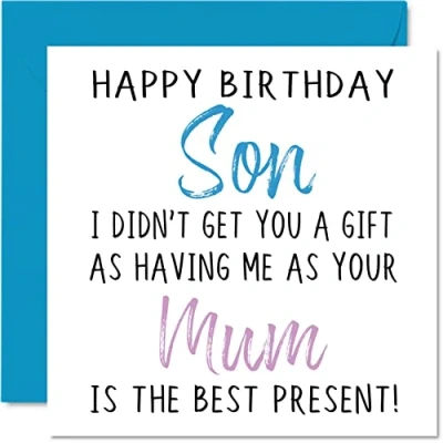 Afbeelding van Grappige verjaardagskaarten voor zoon van moeder Happy Birthday Son No Gift Card mama moeder, onbeleefd geklets verjaardagscadeaus, 145 mm x grap humor wenskaarten