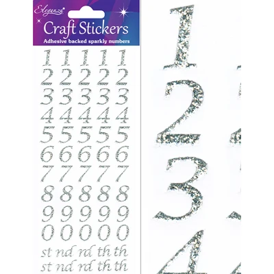 Afbeelding van Oaktree Stickers 0 tm 9 zilver cursief cijfer (per vel)