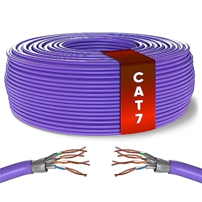 Afbeelding van Mr. Tronic Bulk Cat7 Ethernet Kabel 25m, High Speed LAN Netwerk Cable Voor Snel Internet 10Gbps 600mhz, Kabel, Netwerkkabel SFTP CCA (25 Meter, Paars)