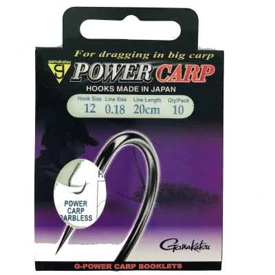 Afbeelding van Gamakatsu Onderlijnen Power Carp Barbless 20cm (10 pcs) Maat : haak 12 0.18mm