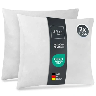 Afbeelding van LILENO HOME Set van 2 kussen vulling 45x45 cm Binnenkussen wasbaar op 40C geschikt voor mensen met allergieën Polyester bank, sofa, cocktail, en hoofdkussen