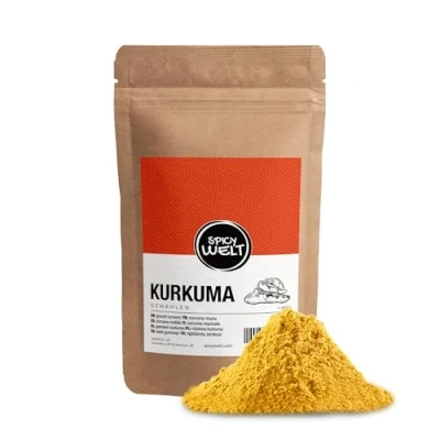 Afbeelding van Spicy Welt Gemalen Kurkuma (1kg) Hoogwaardig Kurkumapoeder van Premium Kwaliteit voor Curry’s, Thee, Sauzen &amp; Gezonde Dranken Intens Geel Mild Aromatische Smaak 100% Natuurlijk, Zonder Additi