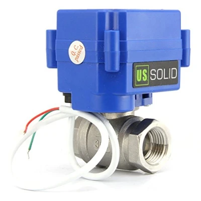 Afbeelding van U.S. Solid 3/4&quot; ventiel, gemotoriseerd, roestvrij staal, 2 weg Sphere elektrisch, 220 V AC, draden, automatische terugstelling NC