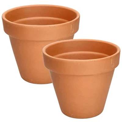 Afbeelding van KOTARBAU® Set van 2 bloempotten terracotta, diameter 17 cm, bloempot met rand, voor binnen en tuinen