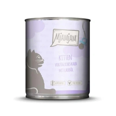 Afbeelding van Voordeelpakket 24x800g MjAMjAM Kitten Excellent Kalf met zalmolie nat kattenvoer