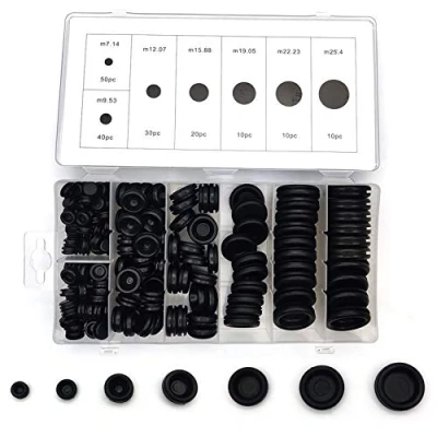 Afbeelding van 170 stks. Rubberen Doppen Set, Blinddoppen Assortiment, Kabeldoorvoer Stoppen, Rubber Pluggen voor Mechanische Stekkers, Auto, Machine, Waterleiding, Pomp (Zwart)