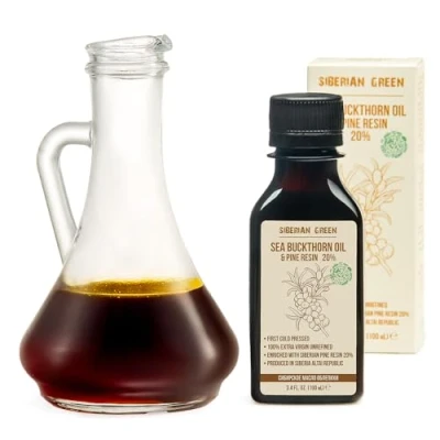 Afbeelding van Siberische duindoornolie met dennen en cederhars, puur natuurlijk, 100% extra vierge, koudgeperst, 100 ml