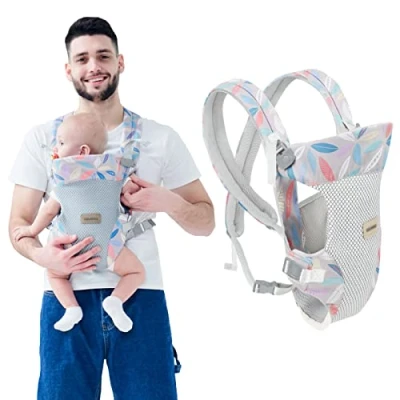 Afbeelding van IULONEE Draagzak Ergonomisch Multifunctioneel Draagdoek Lichtgewicht Ademend voor Baby&#039;s van 3 36 Maanden (Minder dan 20kg) (Blauw)