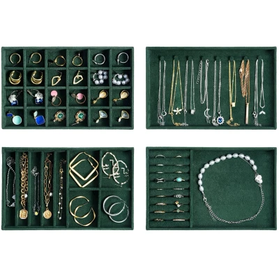 Afbeelding van Ibenzoa® Sieraden Organizer Set met Stapelbare Lade inzetstukken voor Oorbellen en Halskettingen
