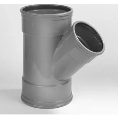 Afbeelding van Dyka Verloop T stuk 3x mof 45 manchetverbinding klasse 41 PVC grijs keurmerk BRL52100/BRL52200 160 x 125mm
