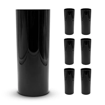Afbeelding van DOJA Barcelona 30 cl longdrinkglazen verpakking van 6 harde zwarte kunststof bekers 154 x 63 2 mm polycarbonaat drinkglazen herbruikbare plastic voor most, cocktails, gin