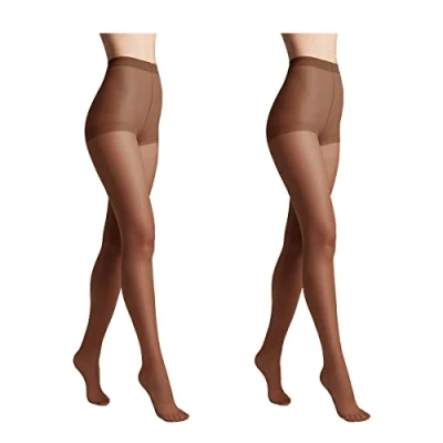 Afbeelding van Conte elegant 2 pack duurzame semi matte damespanty dunne met gemarkeerde slip glad SOLO 20 kleur bruin maat 22 Mokka