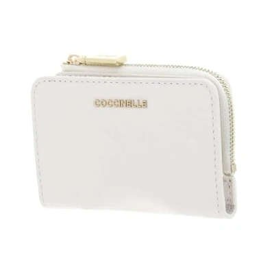 Afbeelding van COCCINELLE Leren Kaarthoes Metallic Soft Credit Card Holder Blanco Crème