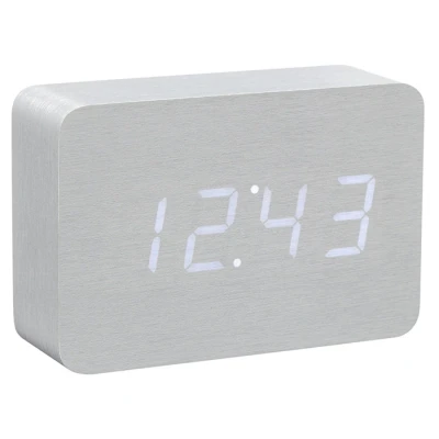 Afbeelding van Gingko Brick click clock Wekker AluminiumLED Wit