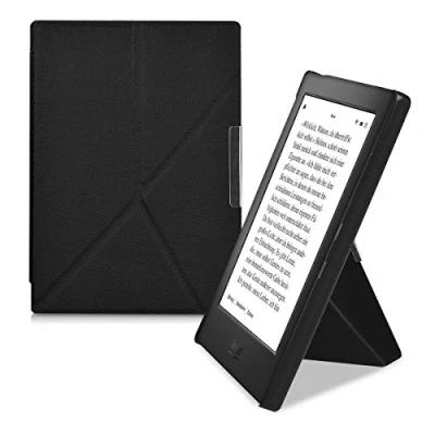 Afbeelding van kwmobile e reader hoesje compatibel Met Kobo Aura H2O Edition 1 hoes standaard Ereader cover van kunstleer In zwart