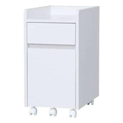 Afbeelding van Iris Ohyama, Kast met vergrendelbare wielen / Archiefmap voor houten lades Bureau planken en Bureaukast, design modern, kantoor, studeerkamer FDK 3059 Witte eik