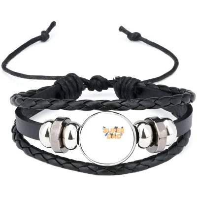 Afbeelding van Akyol super dad armband zwart Vader papa vaderdag cadeau verjaardag kado