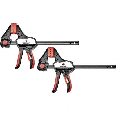 Afbeelding van TOOLCRAFT 1544398 2 Set van eenhandklemmen 150 x 85 mm Spanbreedte (max.):150 Afmeting, lengte: 380 Afm. werkbereik:85